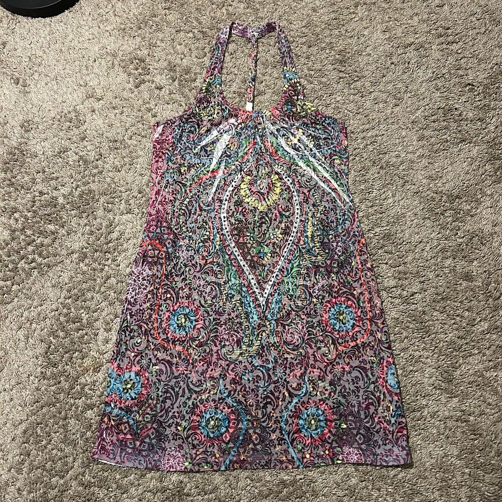 Xhilaration Vibrant Boho Print Halter Dress